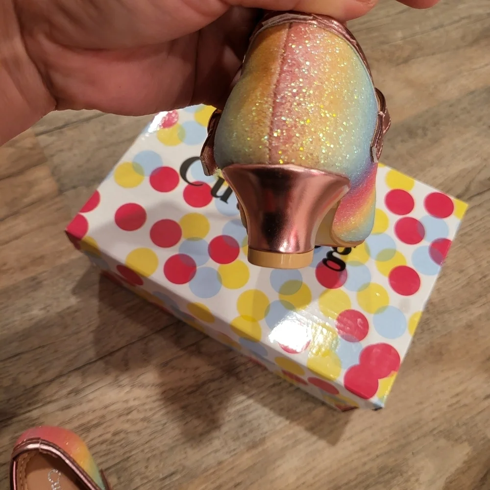 Glittery Pastel Kids Mary Jane Shoes